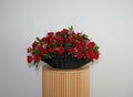 Black Basket Red Roses Arrangement