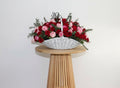 Love Arrangement White Basket Red Pink Flowers