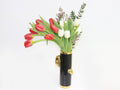 Red Tulips White Tulips Block Vase