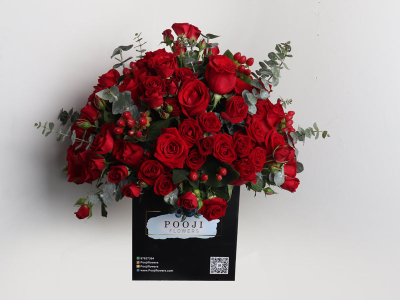 Pooji Box Red Flowers