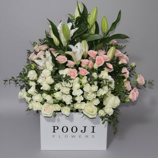 Lily & Mixed Roses Luxury Square Box