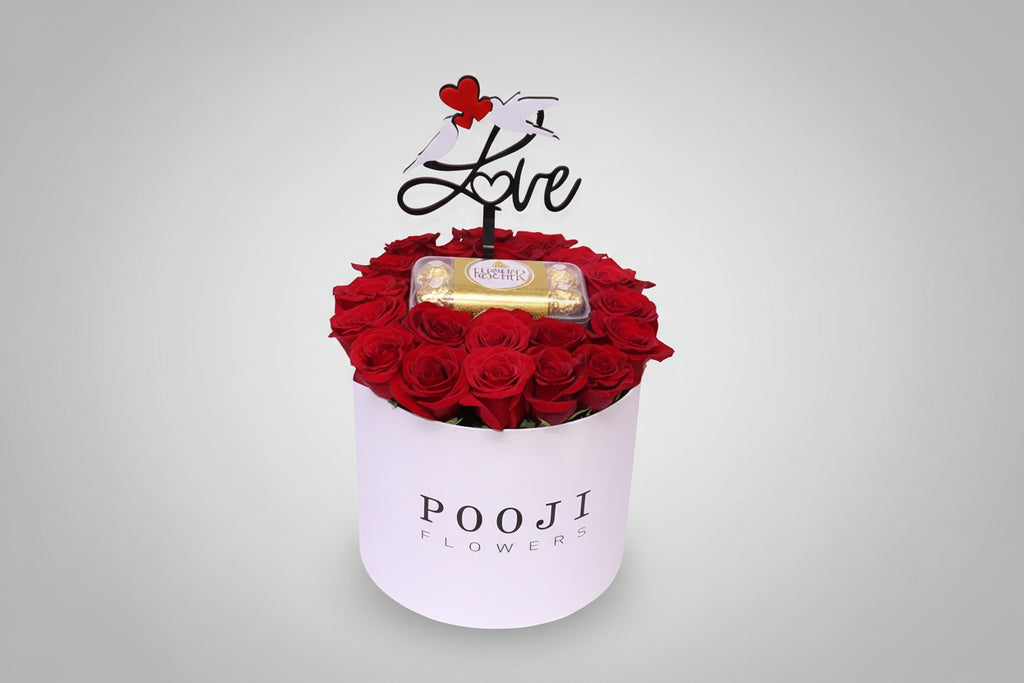 Love Red Roses Box with Ferrero Rocher
