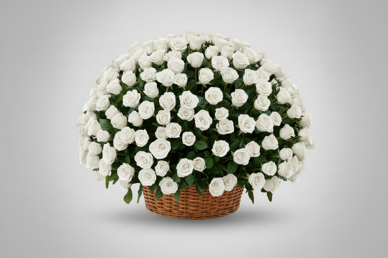 Premium white Rose Basket