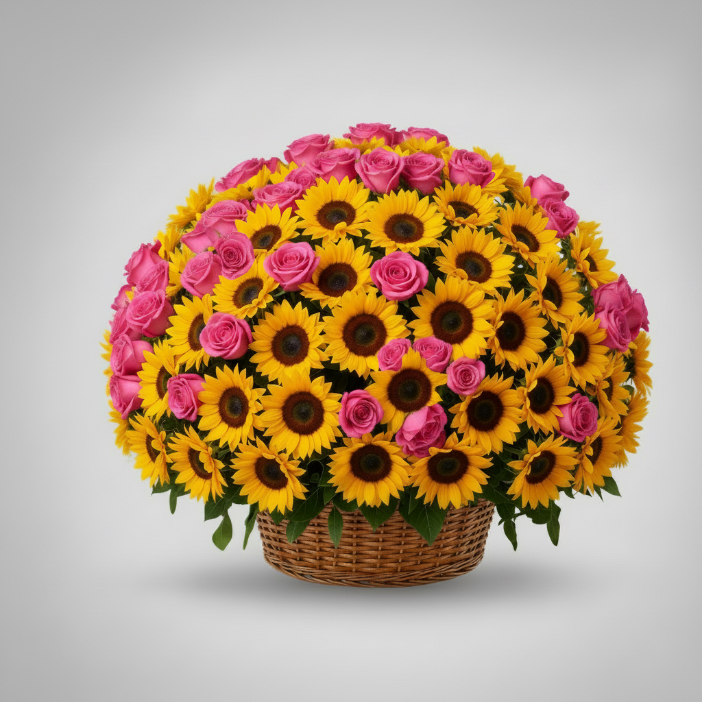 Sunflower 100 pink Rose100
