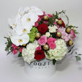 Luxury Round Box | Mixed Flowers with Roses & Orchids