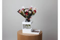 Mixed Roses Vase with Chocolates & White Wood Stand