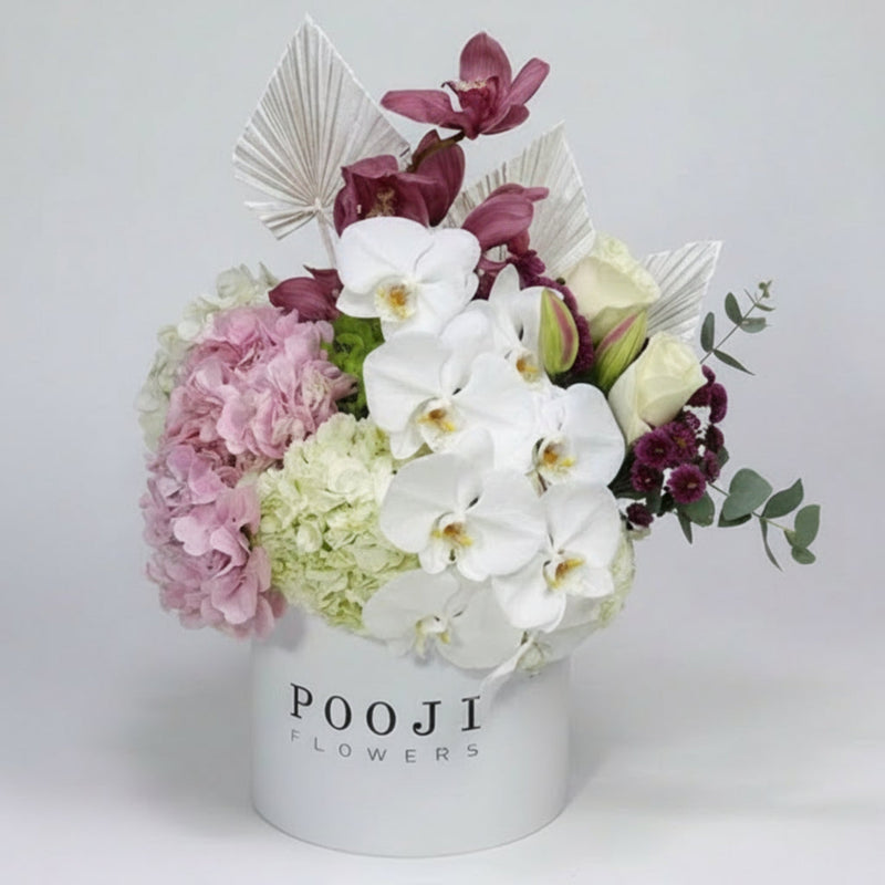 Orchid &amp; Hydrangea Luxury Flower Box — same-day flower delivery in Kuwait