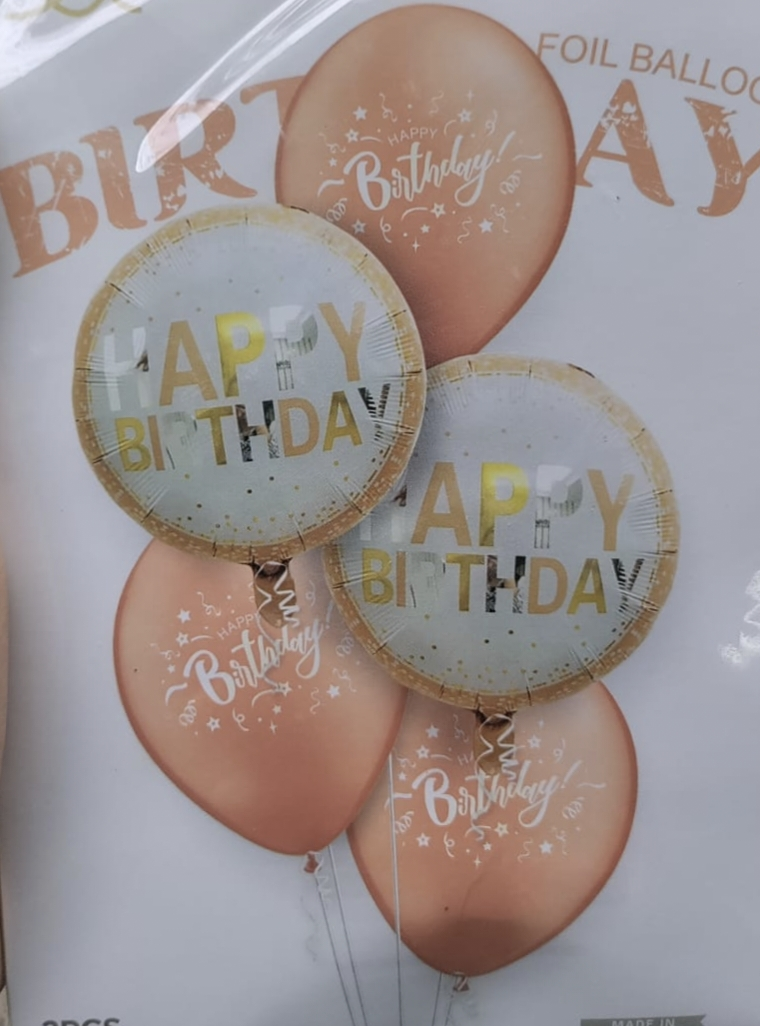 Peach Happy Birthday Foil Balloons