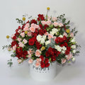 Peach & Red Roses Flower Box