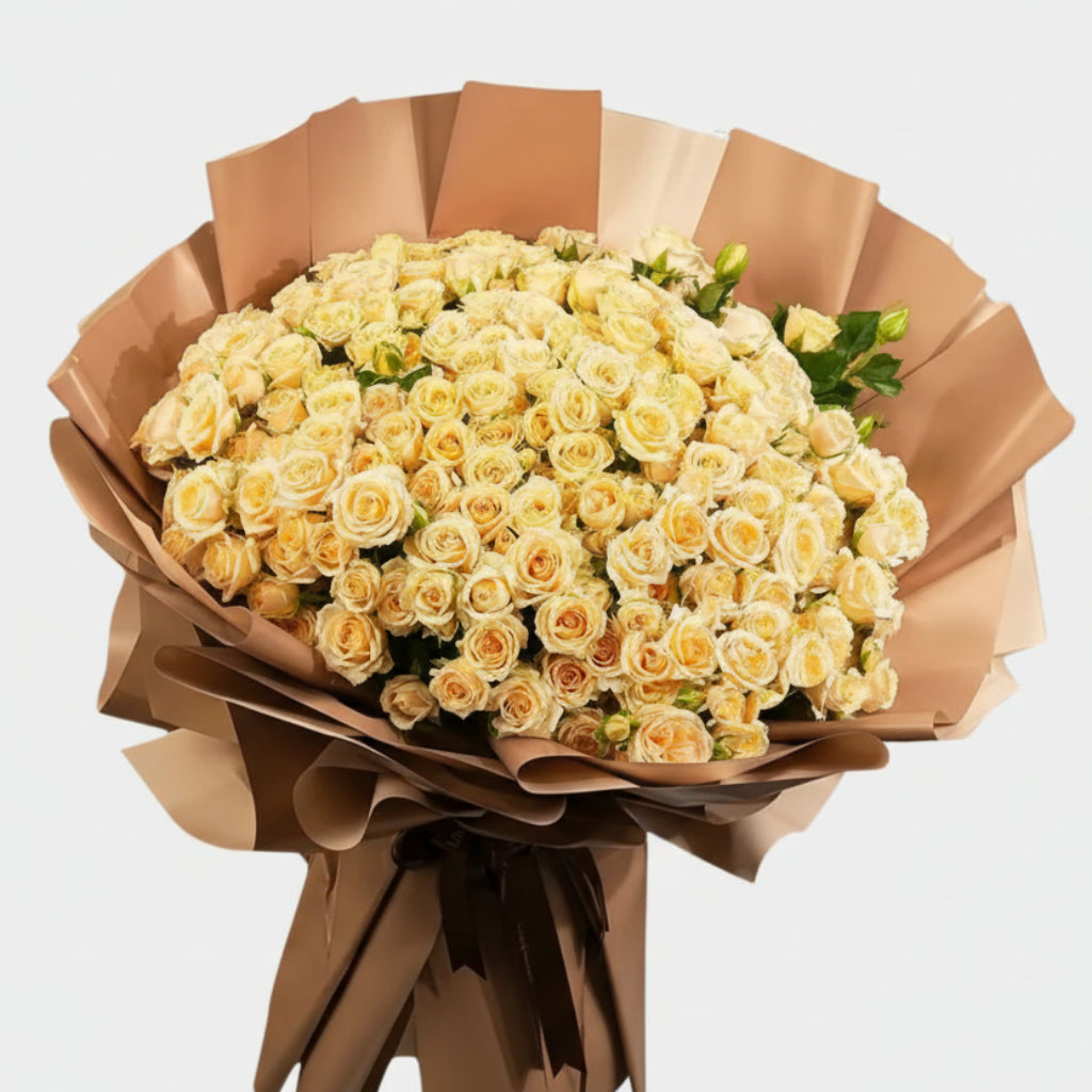 Peach Spray Roses Bouquet Kuwait | Luxury Flower Delivery | Pooji Flowers