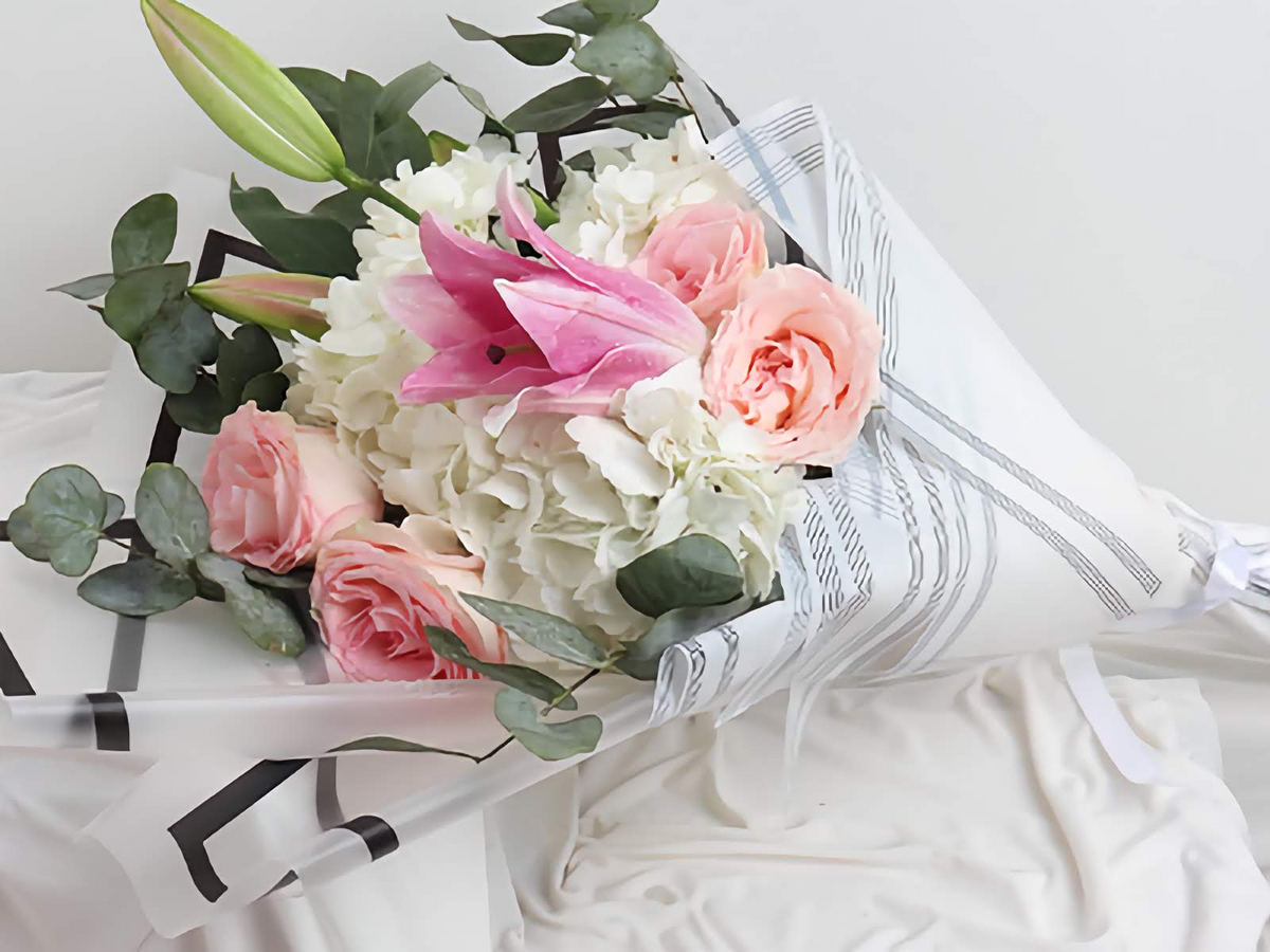 Pink Lily & Hydrangea Hand Bouquet