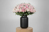 Pink Roses in Glass Vase