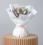 Pink Tulips Hand Bouquet | 10 Fresh Flowers