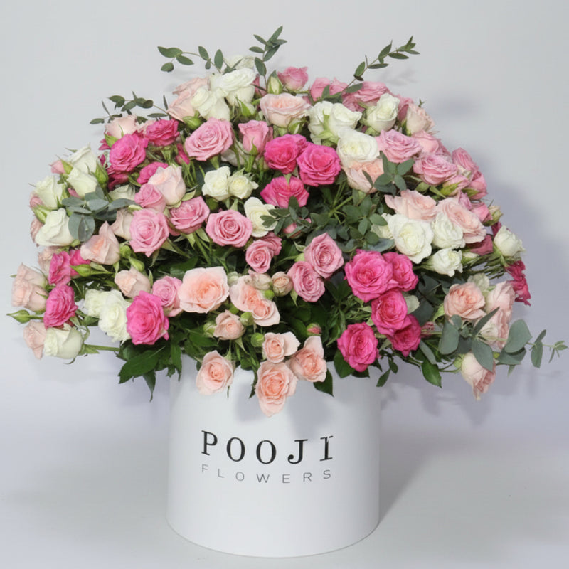 Pink &amp; White Mixed Roses Flower Box — same-day flower delivery in Kuwait