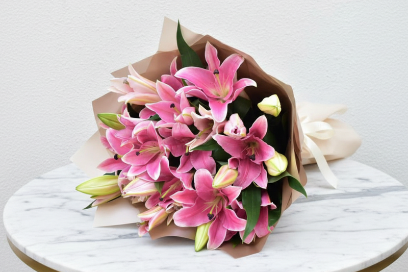 Premium Pink Lily Bouquet | 7 Stems — same-day flower delivery in Kuwait