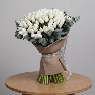 Premium White Tulips 50 Stems Kuwait