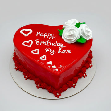 Red Love Heart Shaped Cake