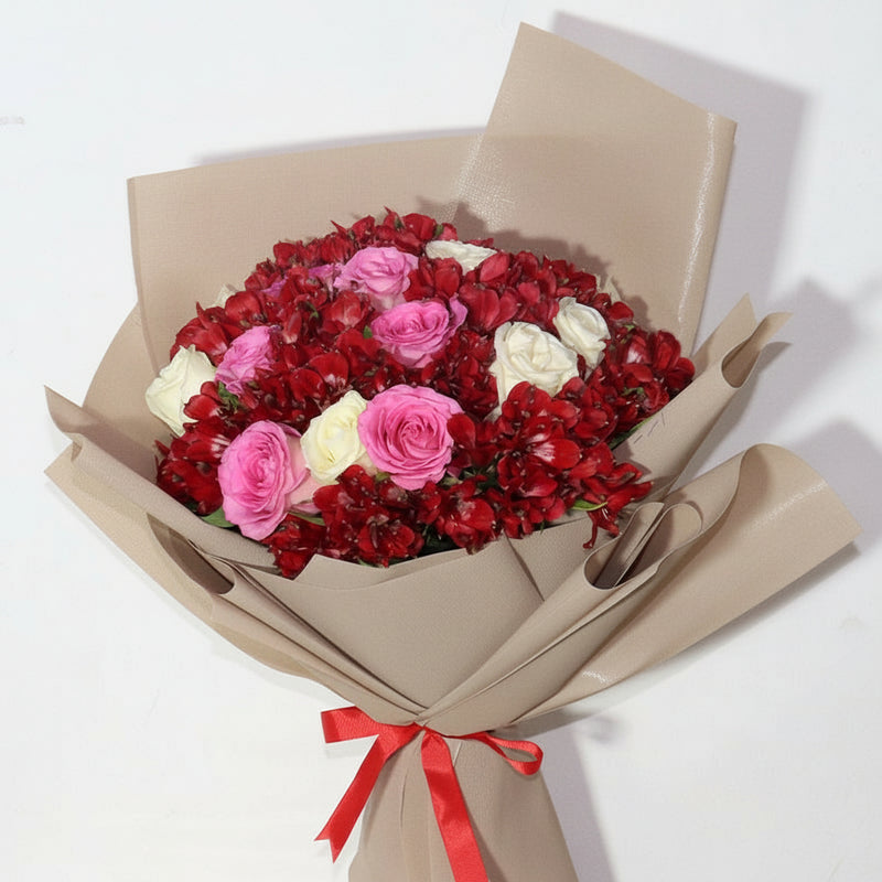 Red Mix Hand-Tied Bouquet — same-day flower delivery in Kuwait