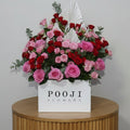 Red Pink Mixed Baby Roses Flower Box - Premium Gift Arrangement