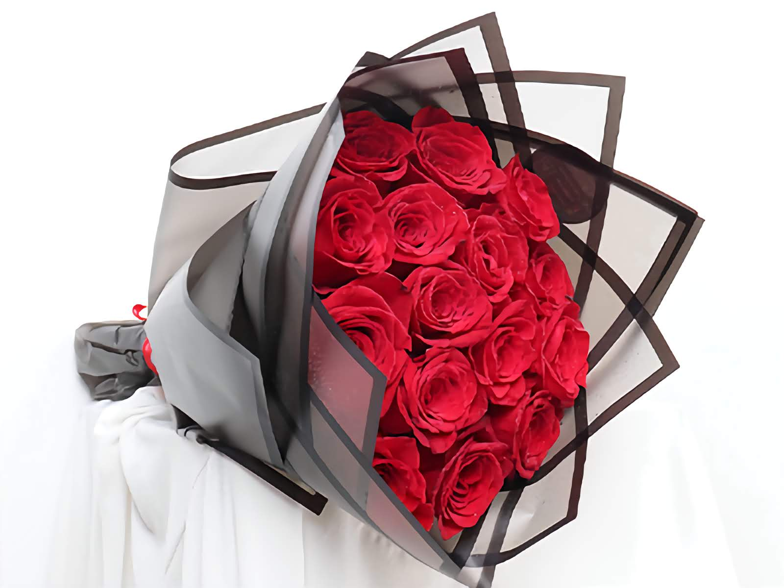 Red Roses Bouquet | 15 Stems | Black Wrap