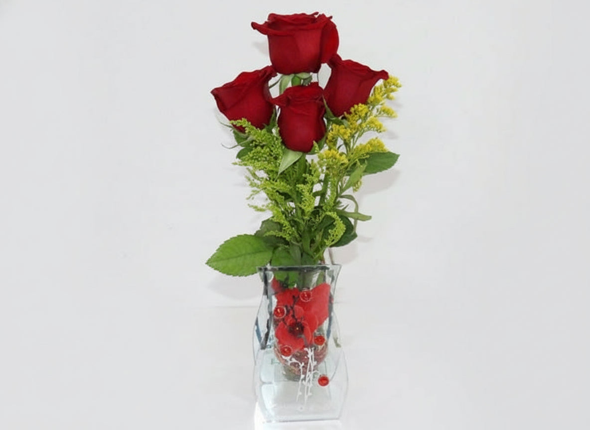 Red Roses Vase 4nos