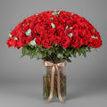 Red Roses in Glass Vase