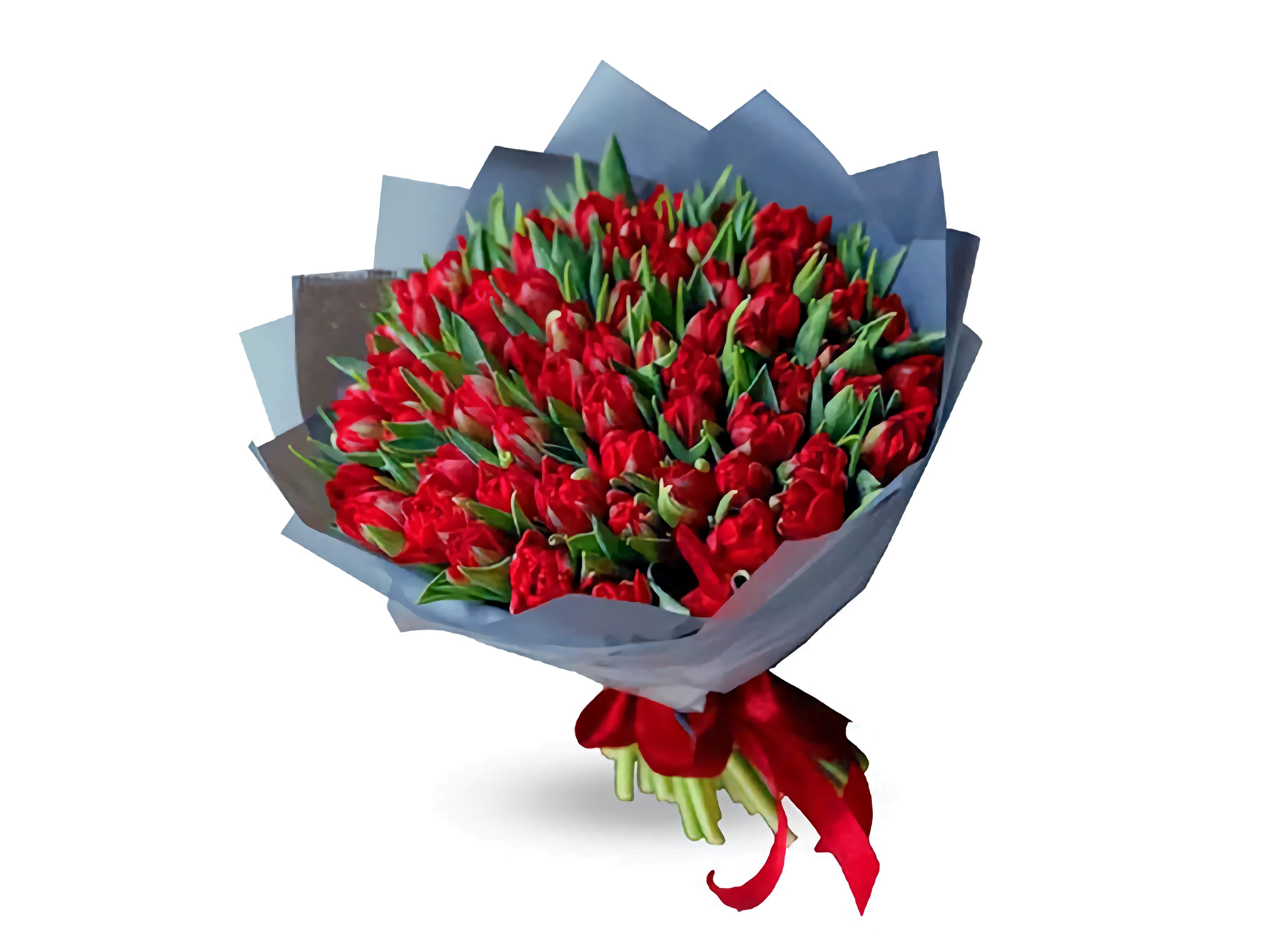 Red Tulip Hand Bouquet - 50 Pieces