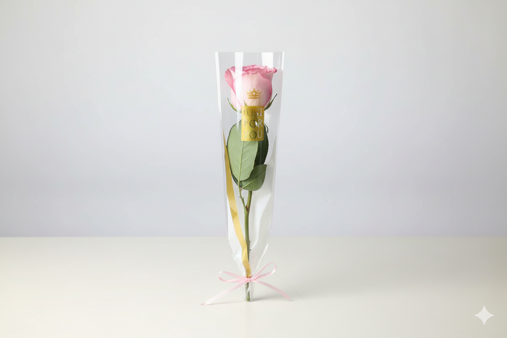 Single Pink Roses With Wrapping