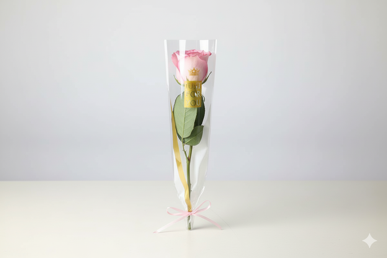 Single Pink Roses With Wrapping