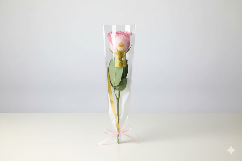 Single Pink Roses With Wrapping