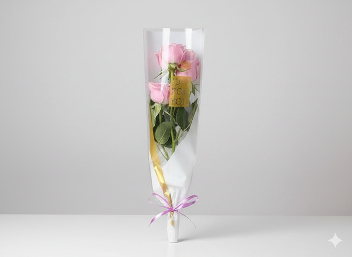 Single Purple Baby Roses with Wrapping