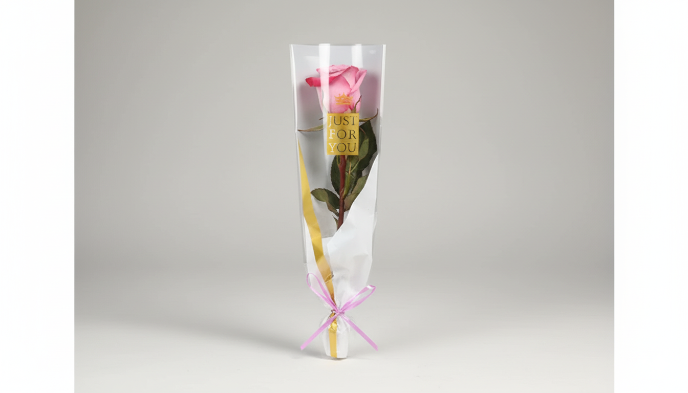 Single Purple Roses With Wrapping 