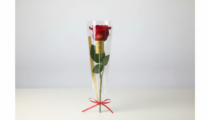 Single Red Roses With Wrapping