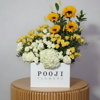 Sunflowers With Yellow White Mix Flowers