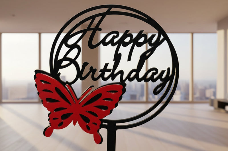 Butterfly Happy Birthday Acrylic Stick — same-day flower delivery in Kuwait