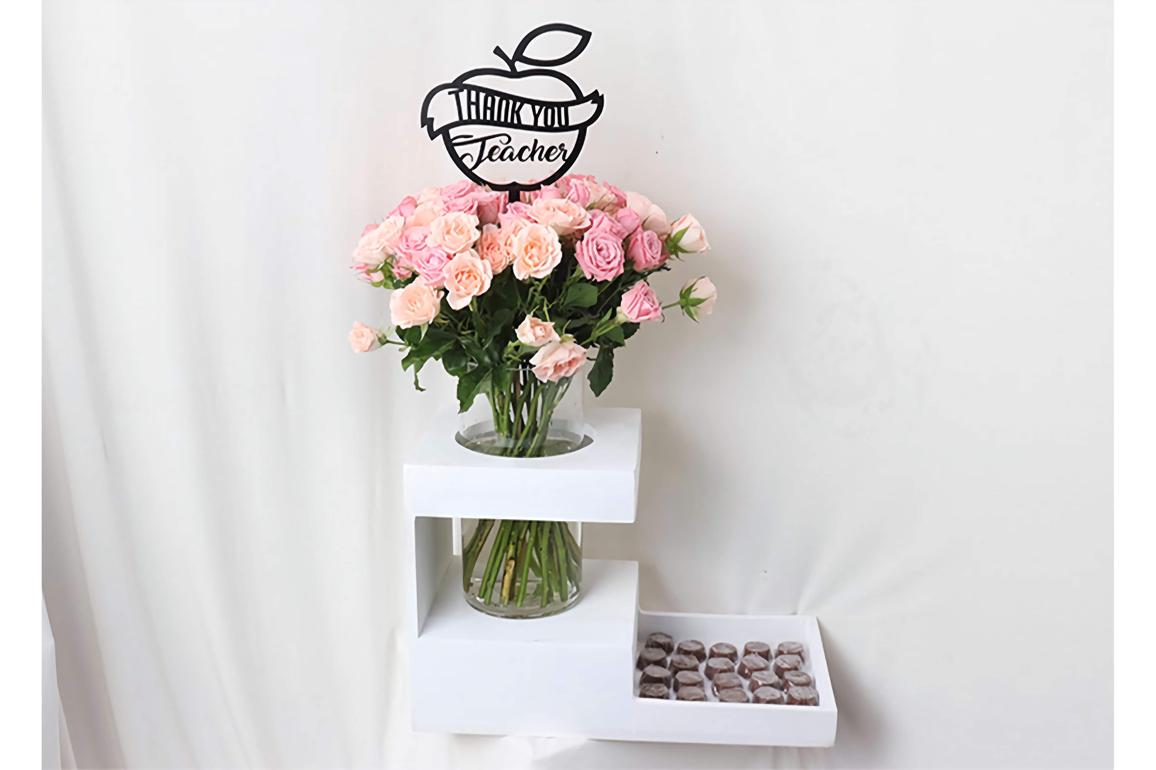 Teacher's Day Sweetness - Pink & Peach Baby Roses with Chocolates