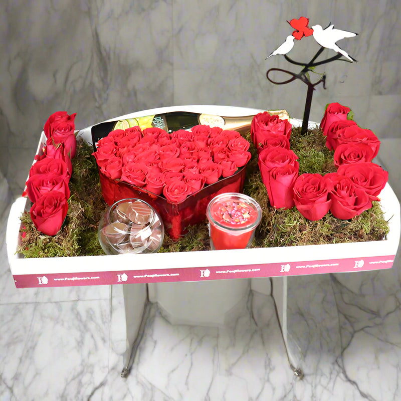 I LOVE YOU Flowers Tray — same-day flower delivery in Kuwait