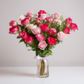 Valentine 25 Blush Roses Vase