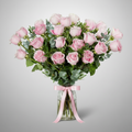 Valentine 25 Pink Roses Vase