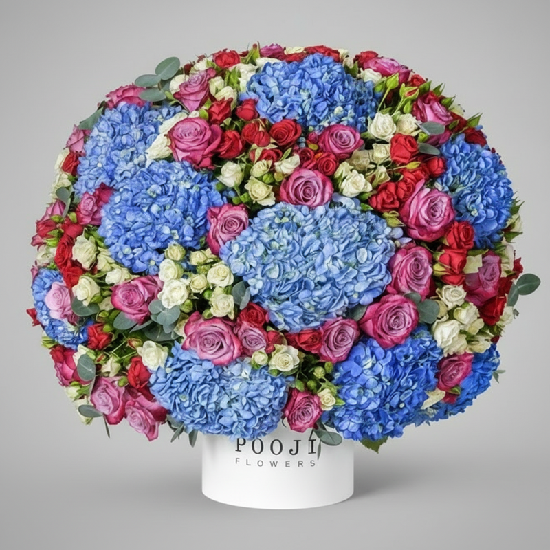 Vibrant Mixed Blue & Purple Flower Box