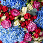 Vibrant Mixed Blue & Purple Flower Box Close Up