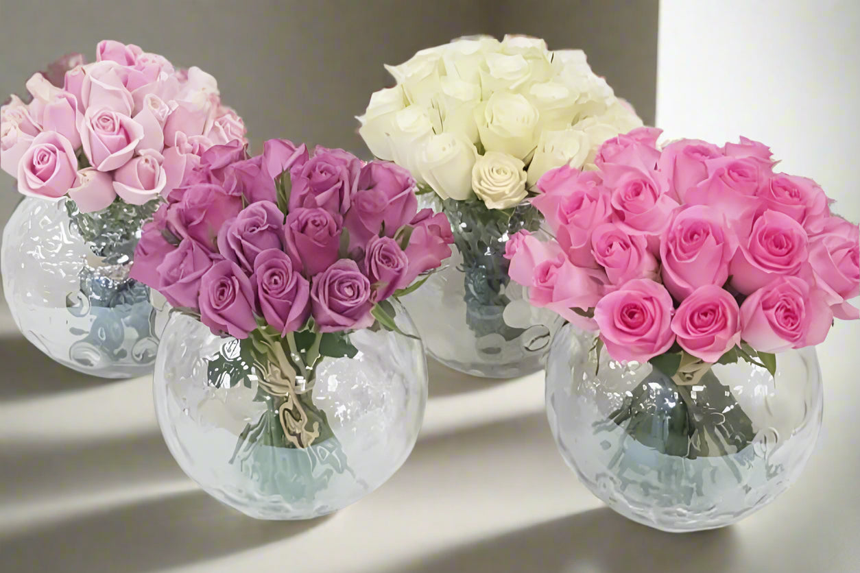 Luxury Rose Bowl Collection – Pink, Purple & White