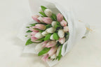 Bouquet Of White And Pink Tulips