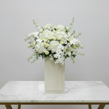 Elegant White Flowers Stand — Hydrangeas & Roses - Premium Fresh Flowers & Gifts Delivery in Kuwait