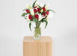White Lilium with Red Roses Vase — same-day flower delivery in Kuwait