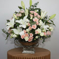 White Peach Arrangement with Lilies & Roses - Premium Flowers Kuwait