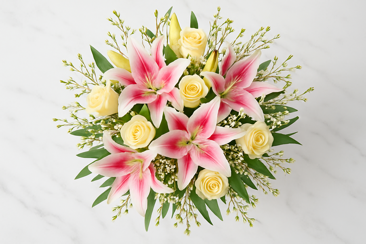 Aerial view of flower arrangement