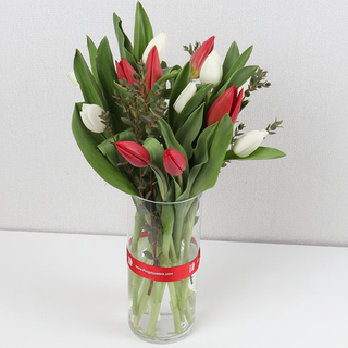 Alternate angle of tulip arrangement