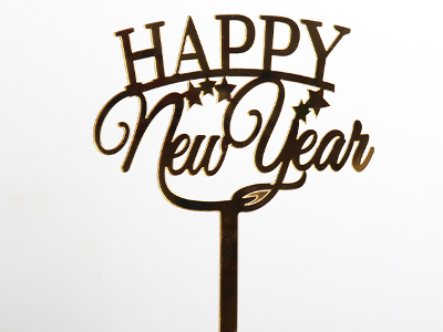 Happy New Year cake topper on a white background