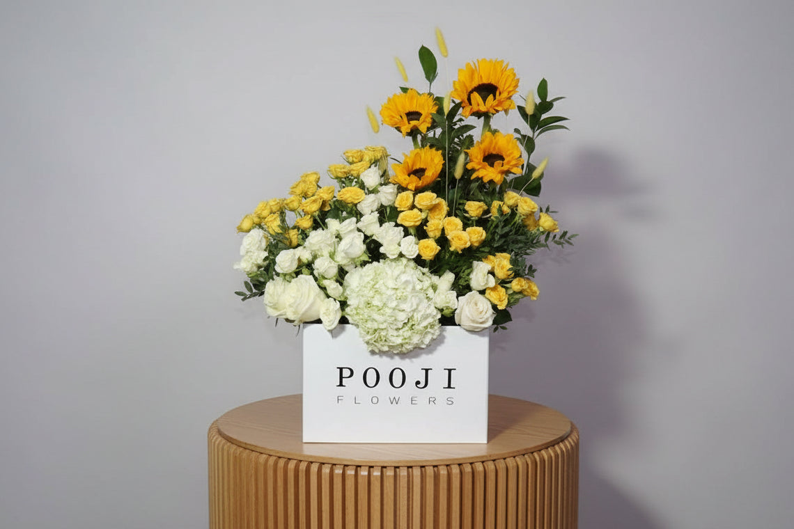 Sunflowers With Yellow White Mix